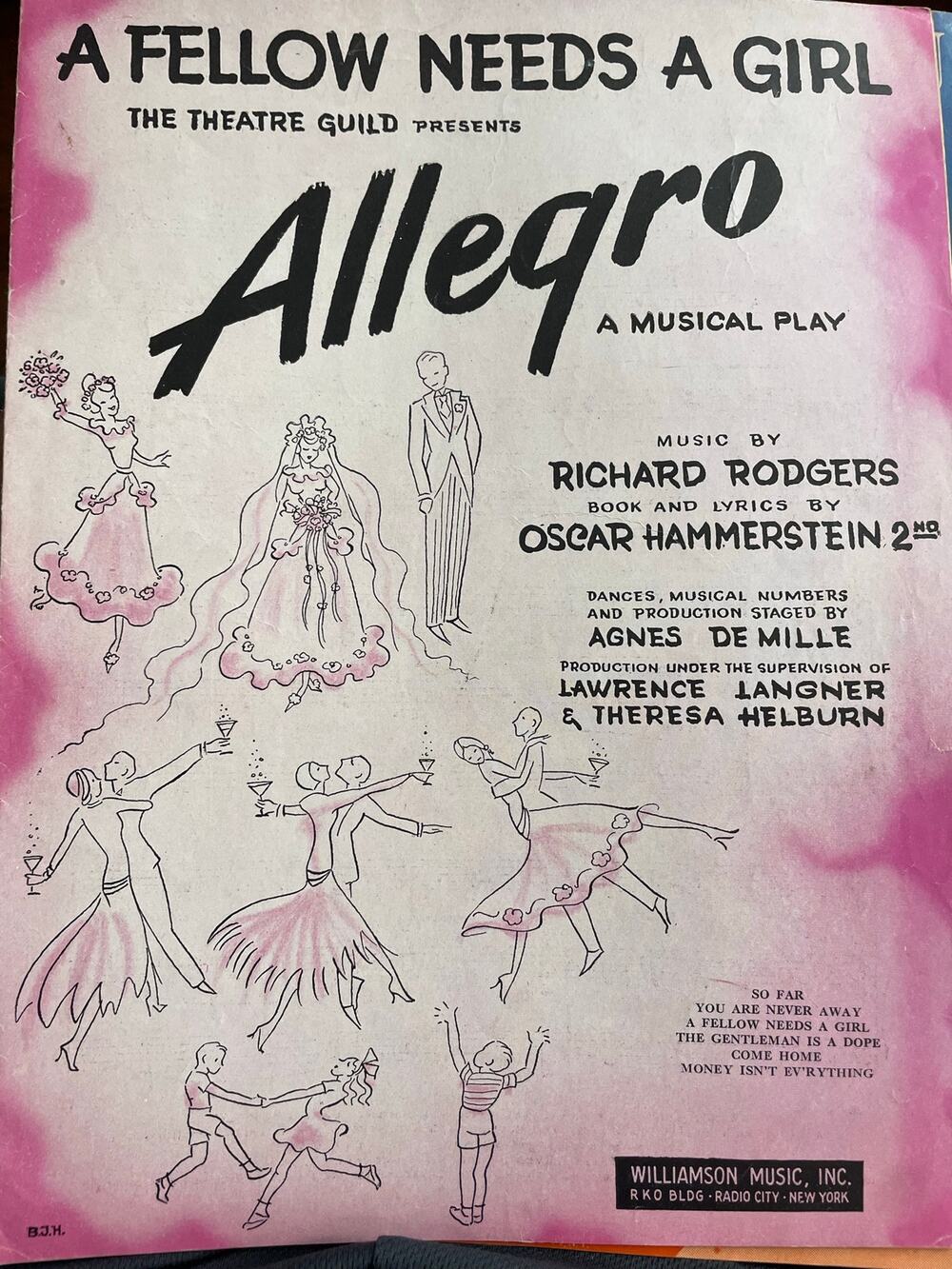 VTG Allegro Sheet Music Rodgers Hammerstein Theatre Guild Broadway Musical 1947